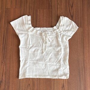 RIHOAS Cream Ruffled Crop Top